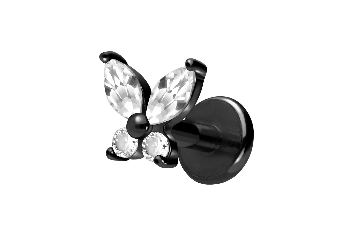 Titan Labret Piercing mit Push Fit KRISTALLSCHMETTERLING
